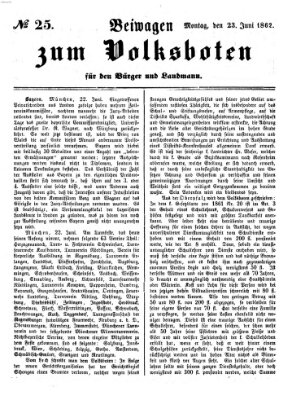 Der Volksbote für den Bürger und Landmann Montag 23. Juni 1862
