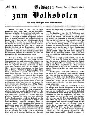Der Volksbote für den Bürger und Landmann Montag 4. August 1862