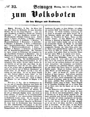 Der Volksbote für den Bürger und Landmann Montag 11. August 1862