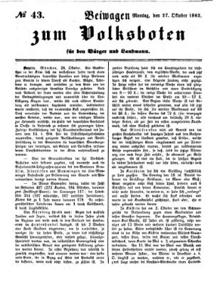 Der Volksbote für den Bürger und Landmann Montag 27. Oktober 1862