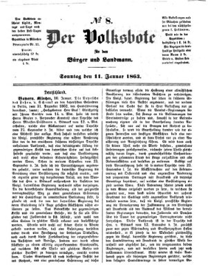 Der Volksbote für den Bürger und Landmann Sonntag 11. Januar 1863