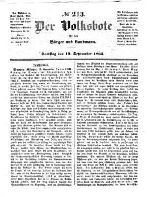 Der Volksbote für den Bürger und Landmann Samstag 19. September 1863