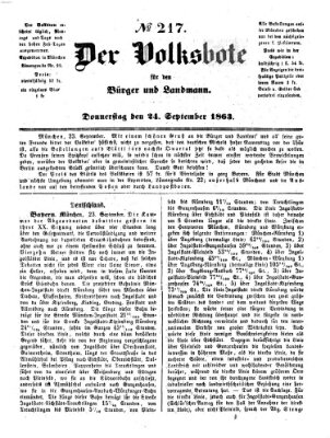Der Volksbote für den Bürger und Landmann Donnerstag 24. September 1863