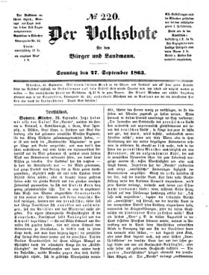 Der Volksbote für den Bürger und Landmann Sonntag 27. September 1863