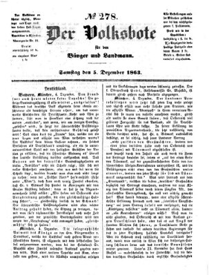 Der Volksbote für den Bürger und Landmann Samstag 5. Dezember 1863