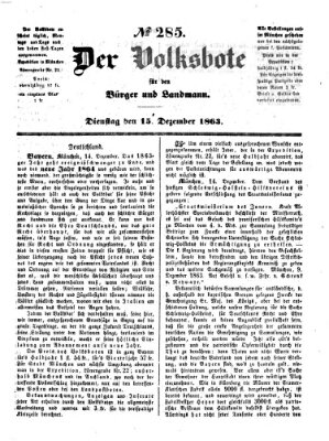 Der Volksbote für den Bürger und Landmann Dienstag 15. Dezember 1863