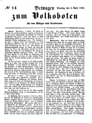 Der Volksbote für den Bürger und Landmann Sonntag 5. April 1863