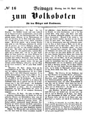 Der Volksbote für den Bürger und Landmann Montag 20. April 1863