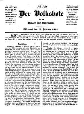 Der Volksbote für den Bürger und Landmann Mittwoch 10. Februar 1864