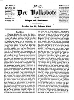 Der Volksbote für den Bürger und Landmann Samstag 27. Februar 1864