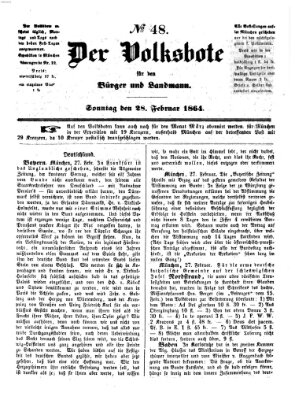 Der Volksbote für den Bürger und Landmann Sonntag 28. Februar 1864