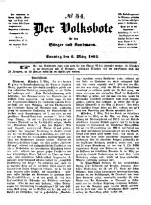 Der Volksbote für den Bürger und Landmann Sonntag 6. März 1864
