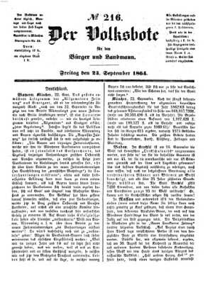 Der Volksbote für den Bürger und Landmann Freitag 23. September 1864