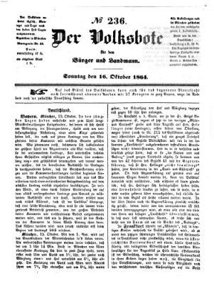 Der Volksbote für den Bürger und Landmann Sonntag 16. Oktober 1864