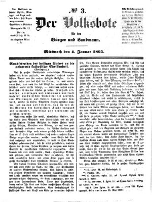 Der Volksbote für den Bürger und Landmann Mittwoch 4. Januar 1865