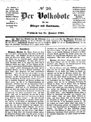 Der Volksbote für den Bürger und Landmann Mittwoch 25. Januar 1865