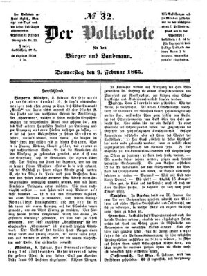 Der Volksbote für den Bürger und Landmann Donnerstag 9. Februar 1865