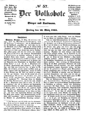 Der Volksbote für den Bürger und Landmann Freitag 10. März 1865