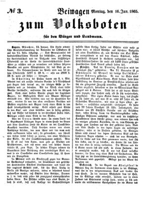 Der Volksbote für den Bürger und Landmann Montag 16. Januar 1865