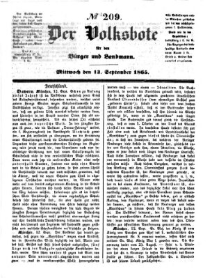 Der Volksbote für den Bürger und Landmann Mittwoch 13. September 1865