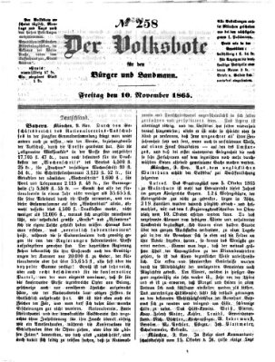 Der Volksbote für den Bürger und Landmann Freitag 10. November 1865