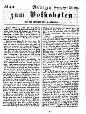 Der Volksbote für den Bürger und Landmann Montag 2. Oktober 1865