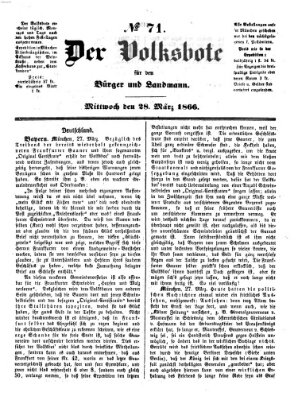 Der Volksbote für den Bürger und Landmann Mittwoch 28. März 1866