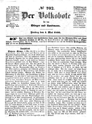 Der Volksbote für den Bürger und Landmann Freitag 4. Mai 1866