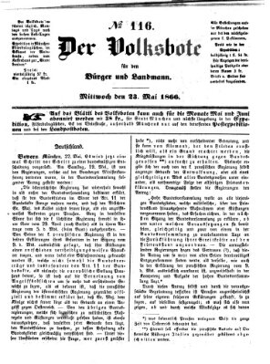 Der Volksbote für den Bürger und Landmann Mittwoch 23. Mai 1866
