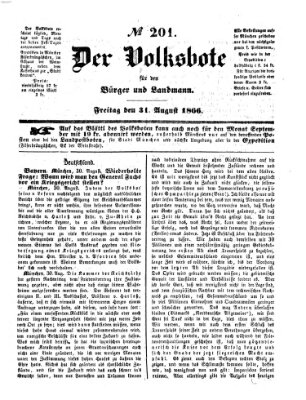 Der Volksbote für den Bürger und Landmann Freitag 31. August 1866
