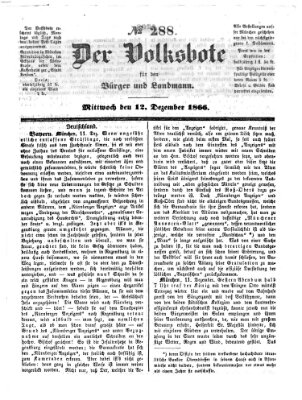 Der Volksbote für den Bürger und Landmann Mittwoch 12. Dezember 1866