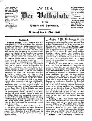 Der Volksbote für den Bürger und Landmann Mittwoch 8. Mai 1867