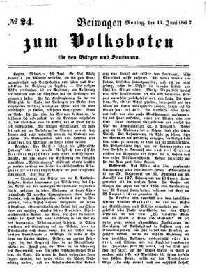 Der Volksbote für den Bürger und Landmann Montag 17. Juni 1867