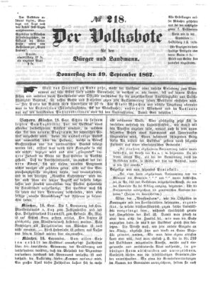 Der Volksbote für den Bürger und Landmann Donnerstag 19. September 1867