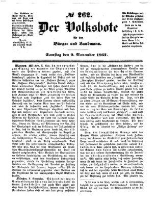 Der Volksbote für den Bürger und Landmann Samstag 9. November 1867