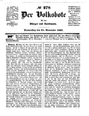 Der Volksbote für den Bürger und Landmann Donnerstag 28. November 1867