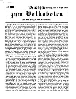 Der Volksbote für den Bürger und Landmann Montag 9. September 1867