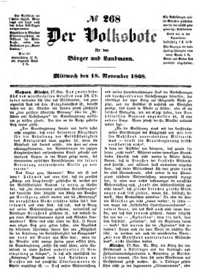 Der Volksbote für den Bürger und Landmann Mittwoch 18. November 1868