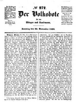 Der Volksbote für den Bürger und Landmann Sonntag 22. November 1868