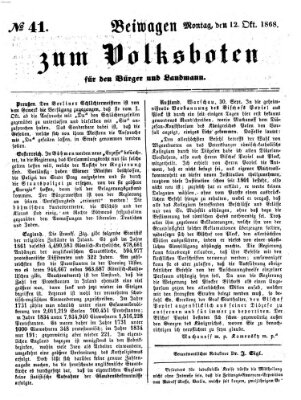 Der Volksbote für den Bürger und Landmann Montag 12. Oktober 1868