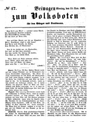 Der Volksbote für den Bürger und Landmann Montag 23. November 1868