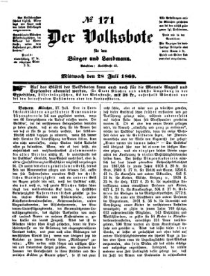 Der Volksbote für den Bürger und Landmann Mittwoch 28. Juli 1869