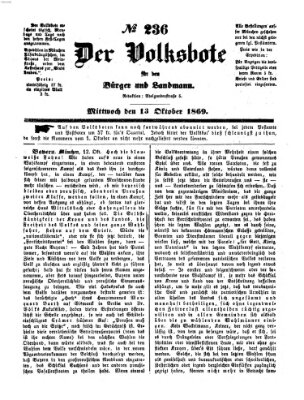 Der Volksbote für den Bürger und Landmann Mittwoch 13. Oktober 1869