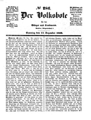 Der Volksbote für den Bürger und Landmann Sonntag 12. Dezember 1869