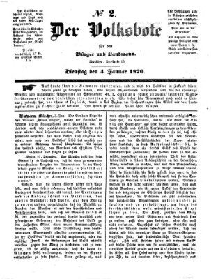 Der Volksbote für den Bürger und Landmann Dienstag 4. Januar 1870