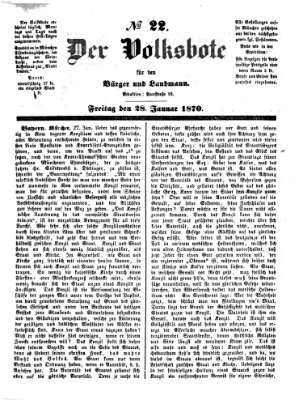 Der Volksbote für den Bürger und Landmann Freitag 28. Januar 1870