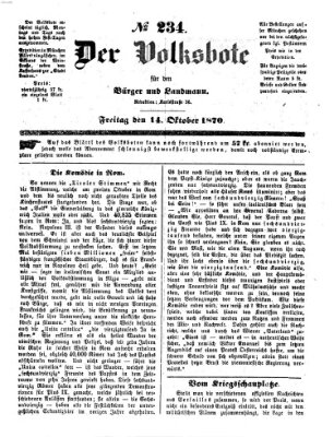 Der Volksbote für den Bürger und Landmann Freitag 14. Oktober 1870