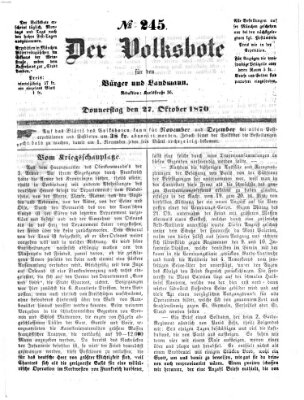 Der Volksbote für den Bürger und Landmann Donnerstag 27. Oktober 1870