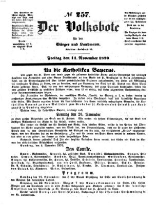 Der Volksbote für den Bürger und Landmann Freitag 11. November 1870