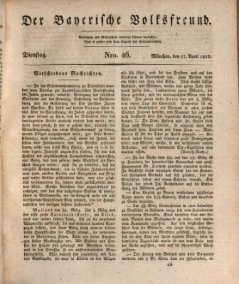 Der bayerische Volksfreund Dienstag 17. April 1827